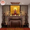 Mẫu phòng thờ đẹp gia tiên chất liệu gỗ sồi, bàn thờ gỗ hiện đại PT114