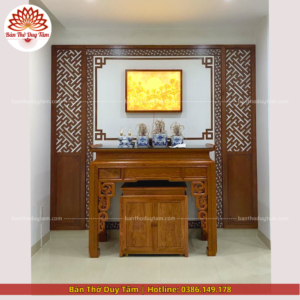Mẫu phòng thờ đẹp - bàn thờ gỗ hiện đại PT164