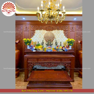 Mẫu phòng thờ đẹp - bàn thờ gỗ hiện đại PT167