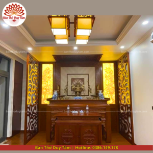 Mẫu phòng thờ đẹp - bàn thờ gỗ hiện đại - PT170