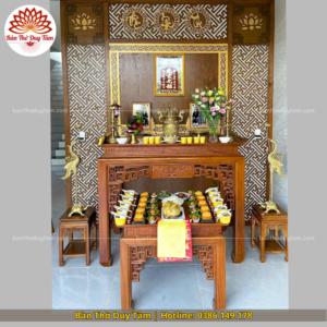Mẫu phòng thờ đẹp - bàn thờ gỗ hiện đại - PT171