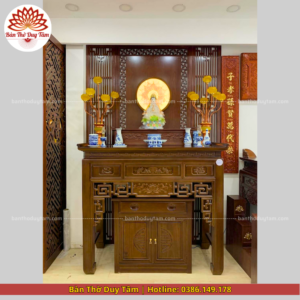 Mẫu phòng thờ đẹp - bàn thờ gỗ hiện đại - PT176