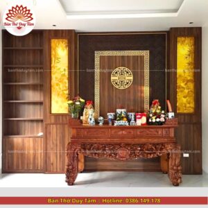Mẫu phòng thờ đẹp - bàn thờ gỗ hiện đại - PT177