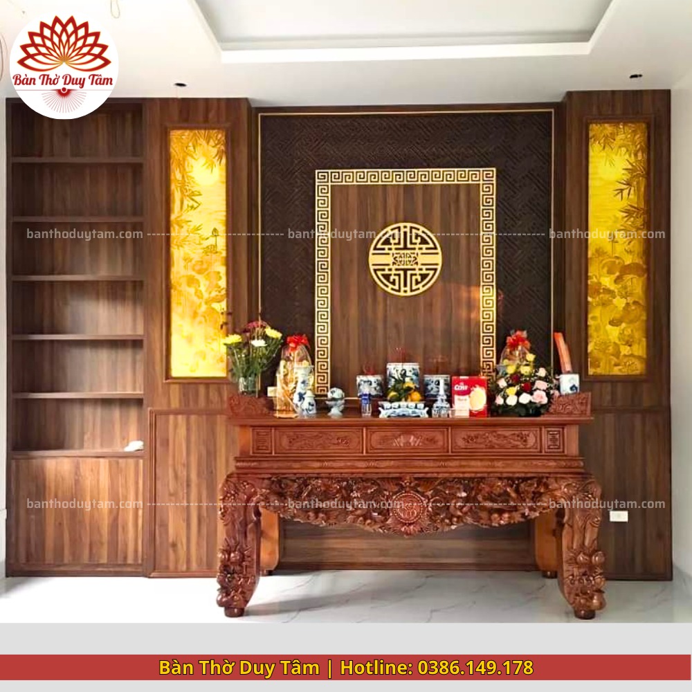 Mẫu phòng thờ đẹp - bàn thờ gỗ hiện đại - PT177