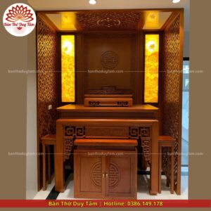 Mẫu phòng thờ đẹp - bàn thờ gỗ hiện đại - PT178