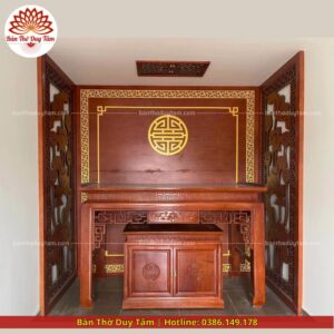 Mẫu phòng thờ đẹp - bàn thờ gỗ hiện đại - PT179