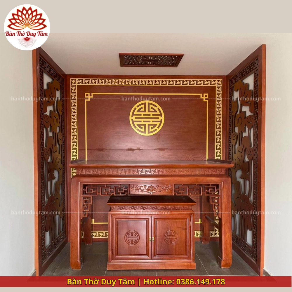 Mẫu phòng thờ đẹp - bàn thờ gỗ hiện đại - PT179