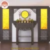 Mẫu phòng thờ đẹp gia tiên chất liệu gỗ sồi, bàn thờ gỗ hiện đại PT18
