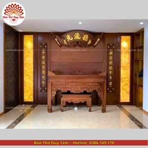 Mẫu phòng thờ đẹp - bàn thờ gỗ hiện đại - PT180