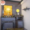 Mẫu phòng thờ đẹp gia tiên chất liệu gỗ sồi, bàn thờ gỗ hiện đại PT19