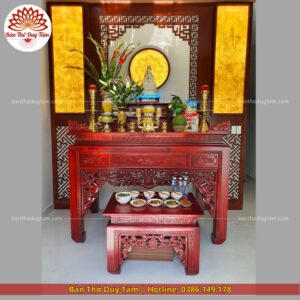 Mẫu phòng thờ đẹp - bàn thờ gỗ hiện đại - PT193