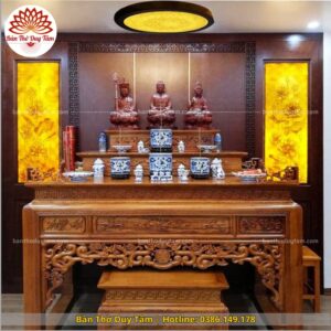 Mẫu phòng thờ đẹp - bàn thờ gỗ hiện đại - PT194