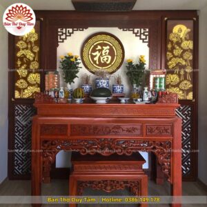 Mẫu phòng thờ đẹp - bàn thờ gỗ hiện đại - PT195