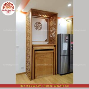 Mẫu phòng thờ đẹp - bàn thờ gỗ hiện đại - PT198