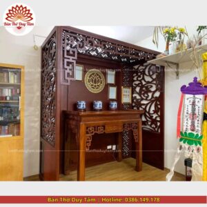 Mẫu phòng thờ đẹp - bàn thờ gỗ hiện đại - PT201