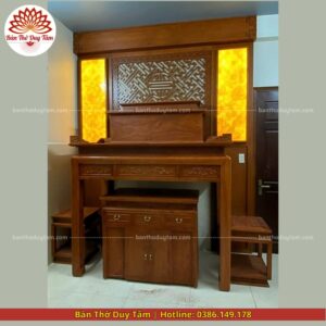 Mẫu phòng thờ đẹp - bàn thờ gỗ hiện đại - PT202