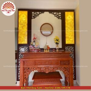 Mẫu phòng thờ đẹp - bàn thờ gỗ hiện đại - PT205