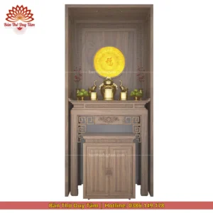 Mẫu phòng thờ đẹp gia tiên chất liệu gỗ sồi, bàn thờ gỗ hiện đại PT27