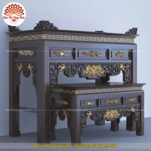 Mẫu phòng thờ đẹp gia tiên chất liệu gỗ sồi, bàn thờ gỗ hiện đại PT4