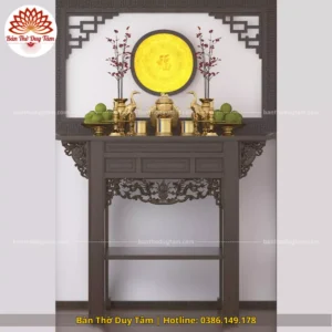 Mẫu phòng thờ đẹp gia tiên chất liệu gỗ sồi, bàn thờ gỗ hiện đại PT40