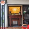 Mẫu phòng thờ đẹp gia tiên chất liệu gỗ sồi, bàn thờ gỗ hiện đại PT45