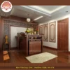 Mẫu phòng thờ đẹp gia tiên chất liệu gỗ sồi, bàn thờ gỗ hiện đại PT49