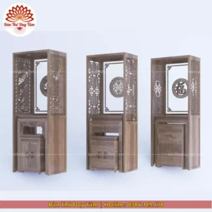 Mẫu phòng thờ đẹp gia tiên chất liệu gỗ sồi, bàn thờ gỗ hiện đại PT51