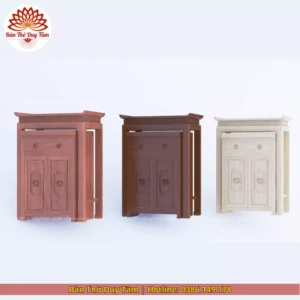 Mẫu phòng thờ đẹp gia tiên chất liệu gỗ sồi, bàn thờ gỗ hiện đại PT51