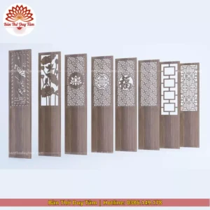 Mẫu phòng thờ đẹp gia tiên chất liệu gỗ sồi, bàn thờ gỗ hiện đại PT51