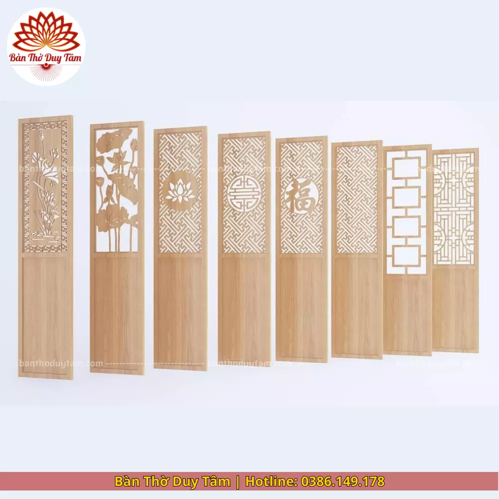Mẫu phòng thờ đẹp gia tiên chất liệu gỗ sồi, bàn thờ gỗ hiện đại PT51