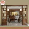 Mẫu phòng thờ đẹp gia tiên chất liệu gỗ sồi, bàn thờ gỗ hiện đại PT53