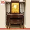 Mẫu phòng thờ đẹp gia tiên chất liệu gỗ sồi, bàn thờ gỗ hiện đại PT58