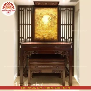 Mẫu phòng thờ đẹp gia tiên chất liệu gỗ sồi, bàn thờ gỗ hiện đại PT58