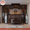 Mẫu phòng thờ đẹp gia tiên chất liệu gỗ sồi, bàn thờ gỗ hiện đại PT66