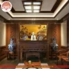 Mẫu phòng thờ đẹp gia tiên chất liệu gỗ sồi, bàn thờ gỗ hiện đại PT70