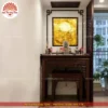 Mẫu phòng thờ đẹp gia tiên chất liệu gỗ sồi, bàn thờ gỗ hiện đại PT72