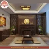 Mẫu phòng thờ đẹp gia tiên chất liệu gỗ sồi, bàn thờ gỗ hiện đại PT73