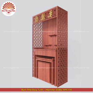 Mẫu phòng thờ đẹp gia tiên chất liệu gỗ sồi, bàn thờ gỗ hiện đại PT88